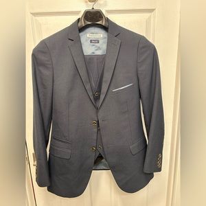 Navy Blue Paisley & Gray 3-piece Suit